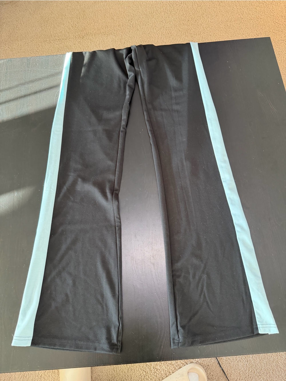 Puma Black Leggings with Light Blue Side Panels and Red Logo - Picture 2 of 7